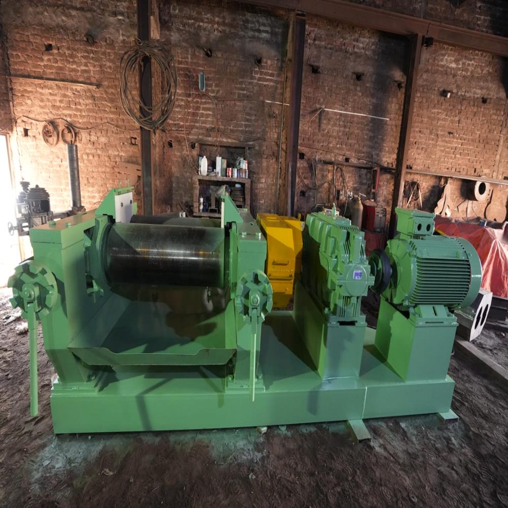 Two Roll Rubber Mixing Mill - Stainless Steel Construction | Semi-automatic, Air Cooling, Frequency Speed Control