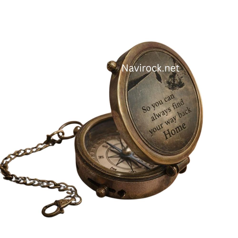Antique Sailor Compass Solid Brass Directional Navigation Tool, Nautical Home Decor Gift