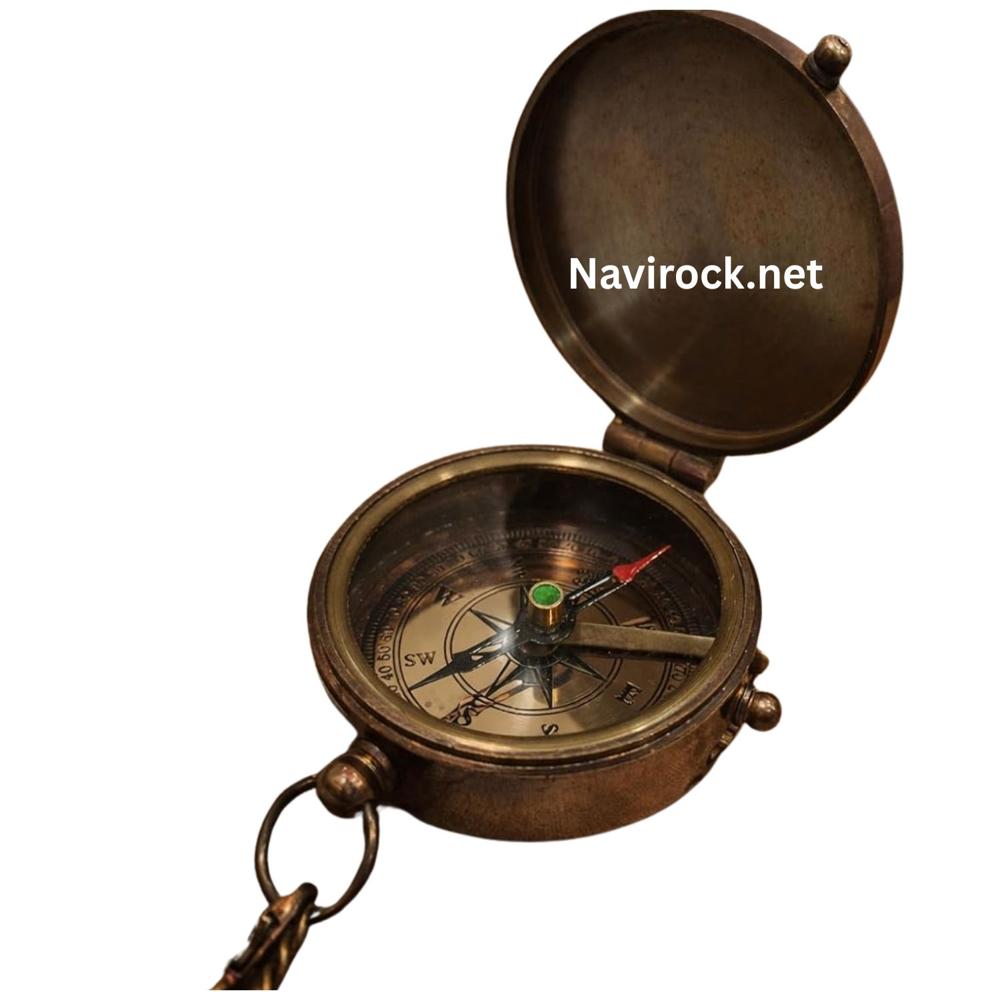 Antique Sailor Compass Solid Brass Directional Navigation Tool, Nautical Home Decor Gift