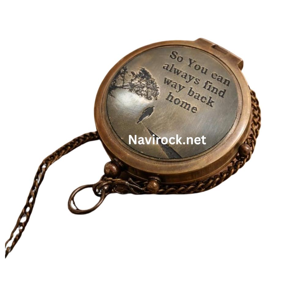 Antique Sailor Compass Solid Brass Directional Navigation Tool, Nautical Home Decor Gift