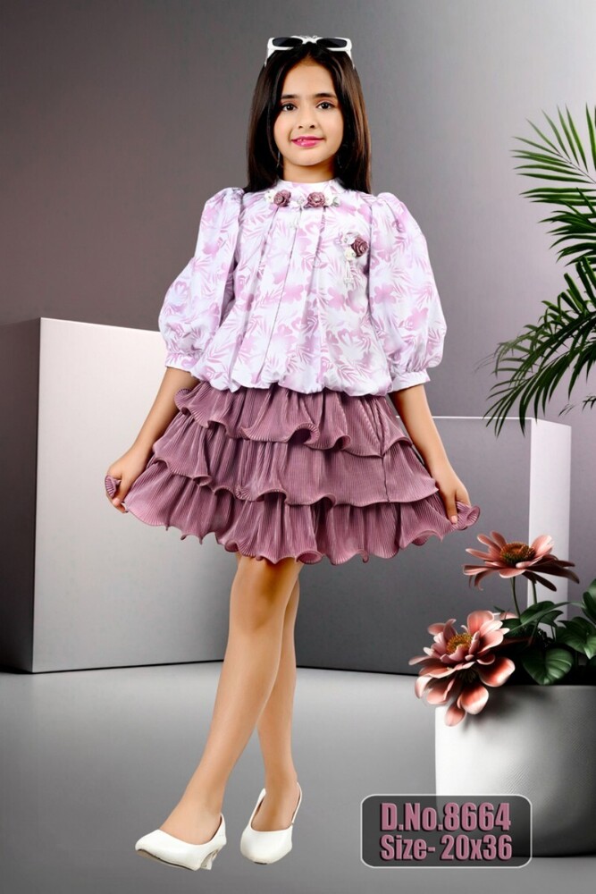 Flower Printed  Girls Skirt Top