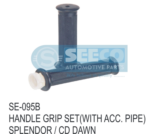 HANDLE GRIP SET (WITH ACC PIPE) - Rubber and Plastic , For Two Wheelers, Powder Coated Finish, Lightweight 10-50 Grams for Enhanced Grip Performance
