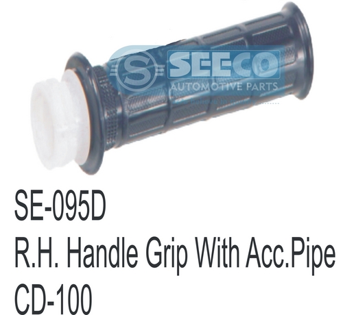 R.H. HANDLE GRIP WITH ACC. PIPE - Rubber and Plastic, Weight: 10-50 Grams | For Two Wheelers, Powder Coated Finish, Enhanced Durability