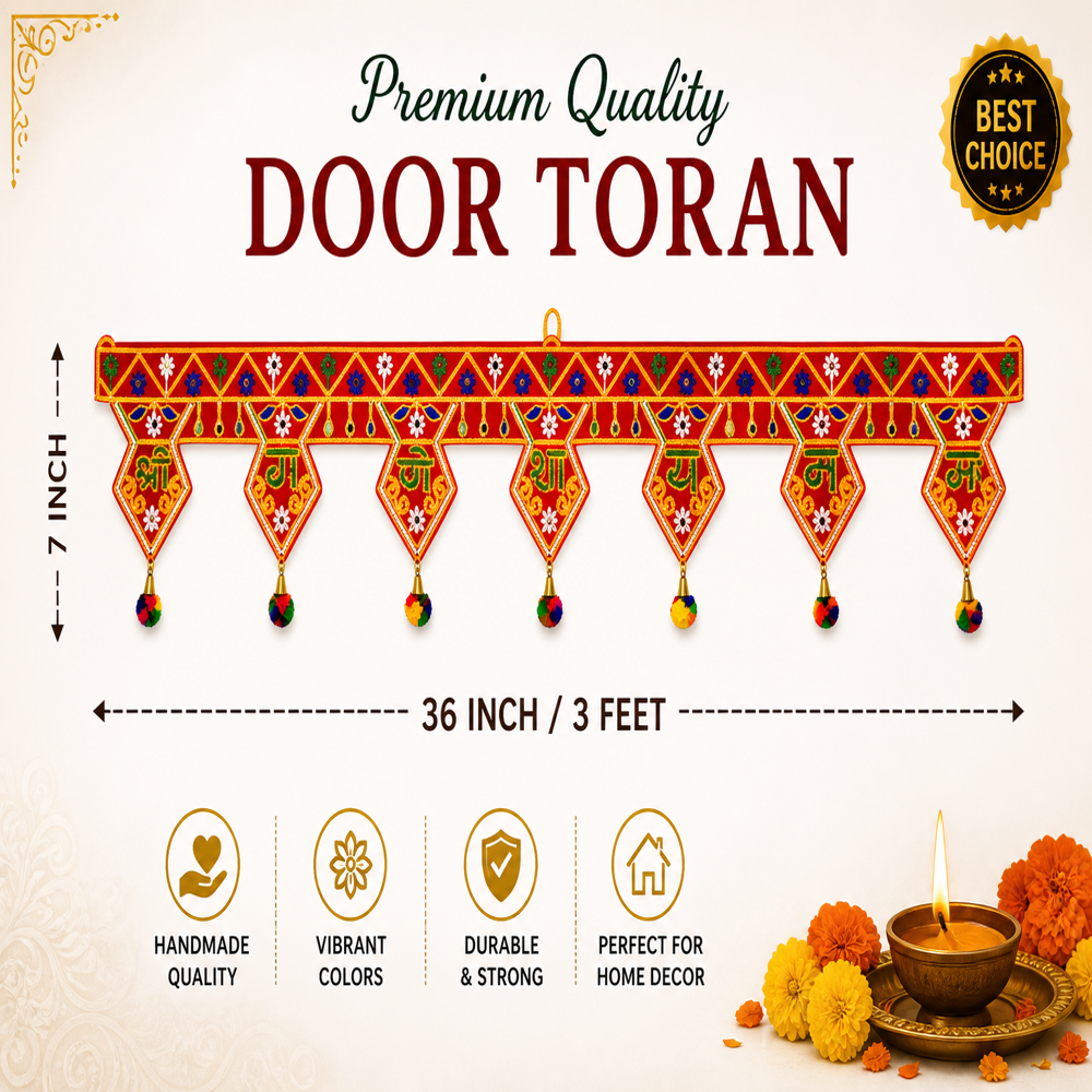 Krishna Handloom Handmade Traditional Door Hanging H 7 - Color: Red