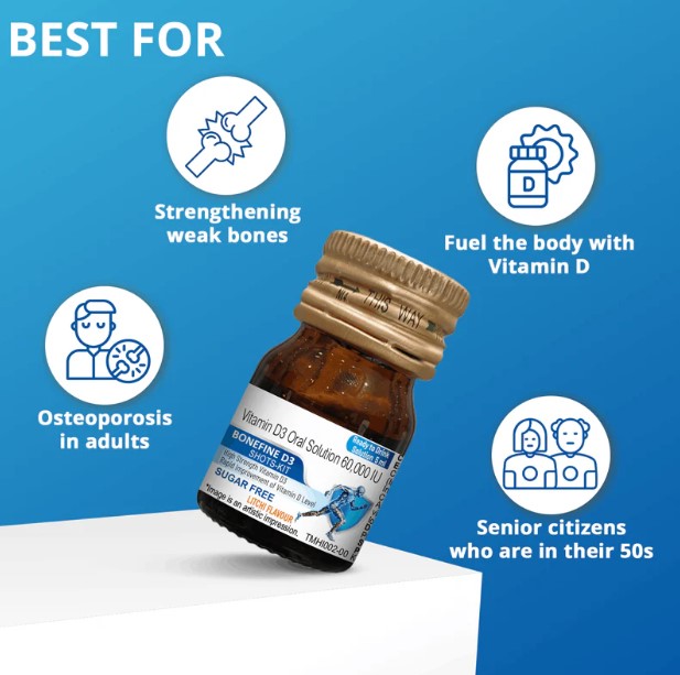 Bonefine Vitamin D3 60000 IU / 5 ml Oral Solution (4 Bottles)