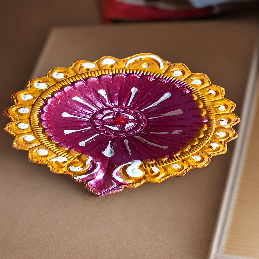 Handmade Caly Diyas - Color: Purple & Gold