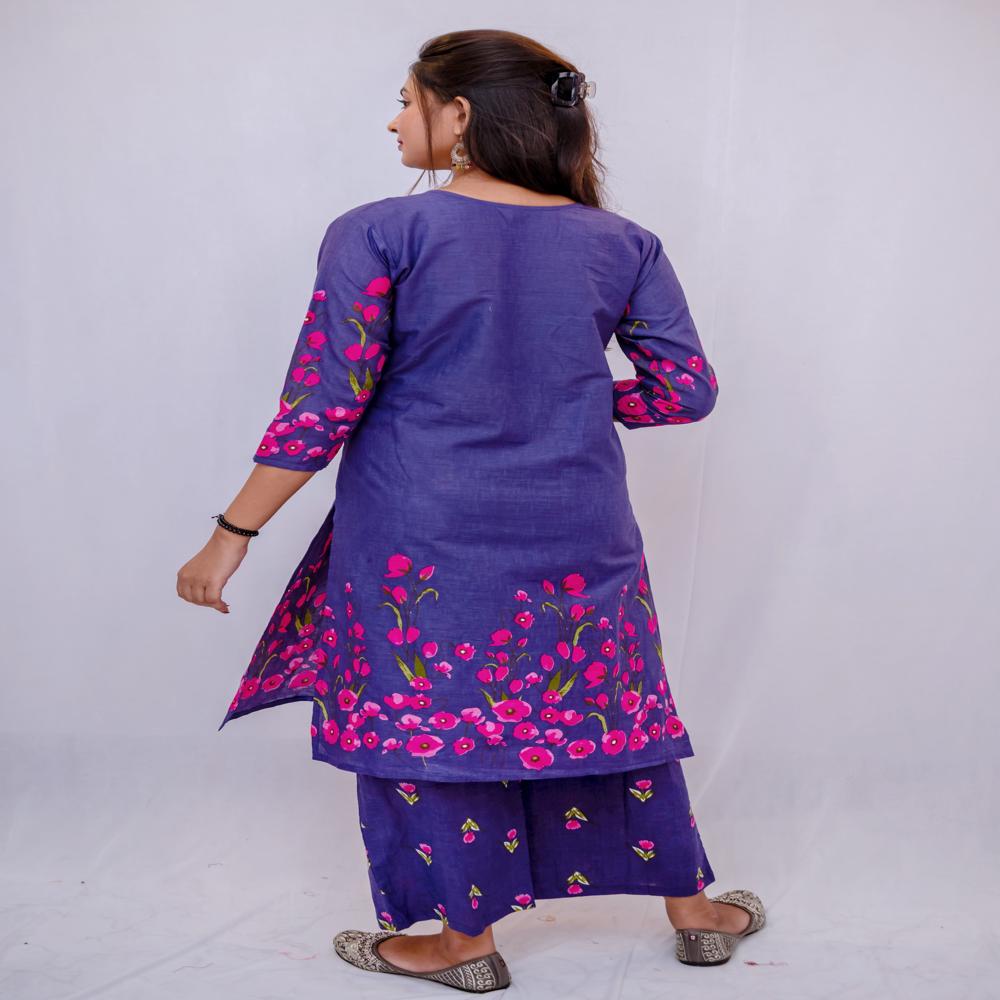 Cotton Kurta Pant Set Violet
