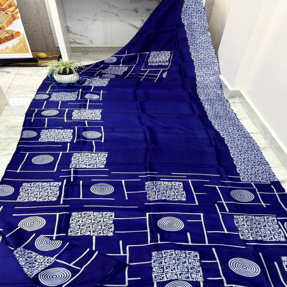 Murshidabad Pure Silk Hand Block Printed Saree
