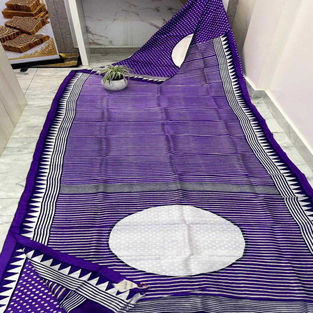 Murshidabad Pure Silk Hand Block Printed Saree