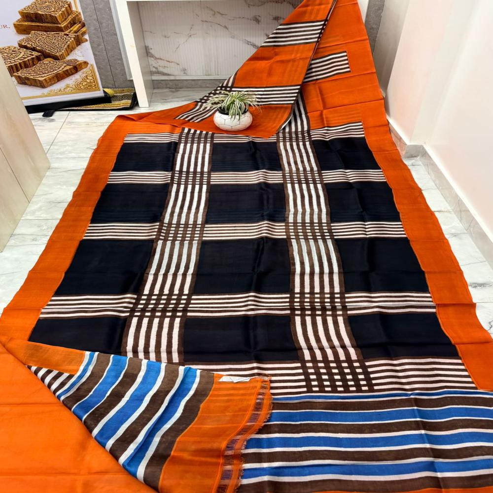 Murshidabad Pure Silk Hand Block Printed Saree
