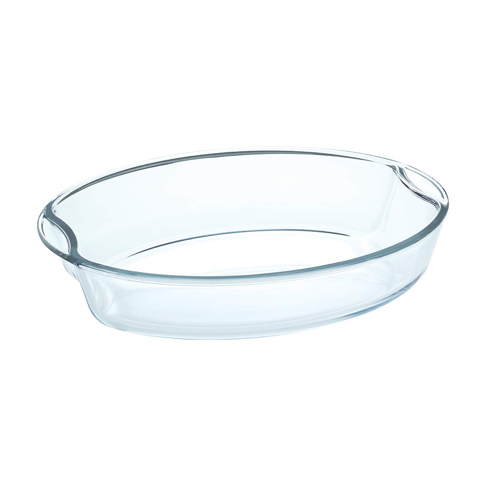 Borosil 2.5 L Baking & Serving Dish with Handle | Bowl Container | Borosilicate Glass Bakeware and Serveware Casserole Dish Tray | Microwave, Oven & Dishwasher Safe | Transparent IH22OVD7225