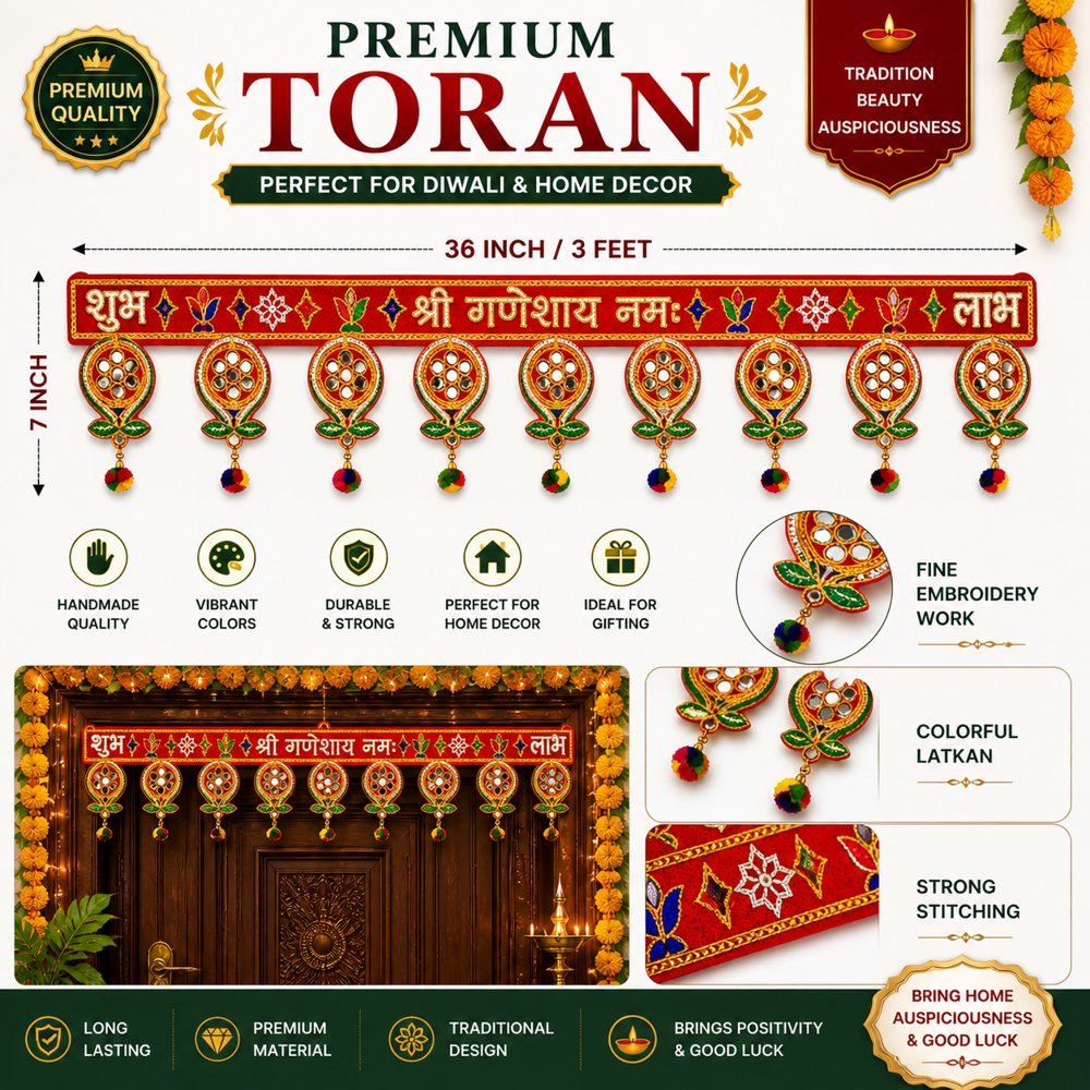 Krishna Handloom Decorative Toran For Traditional Home  I 7 - Color: Red