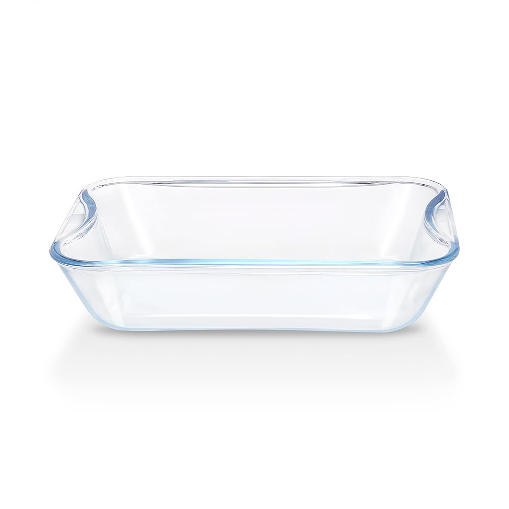 Borosil 1 pc Set of Baking Dish Set with Handle | Rectangular Shape Bowl Container (2.5 L Each) | Borosilicate Glass Bake and Serve Dish Tray | Microwave, Oven & Dishwasher Safe  IH22RCR7225