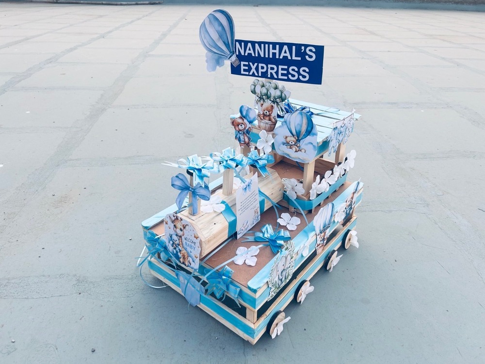 Vayu Art & Crafts Nanihal Express train Blue Decoration
