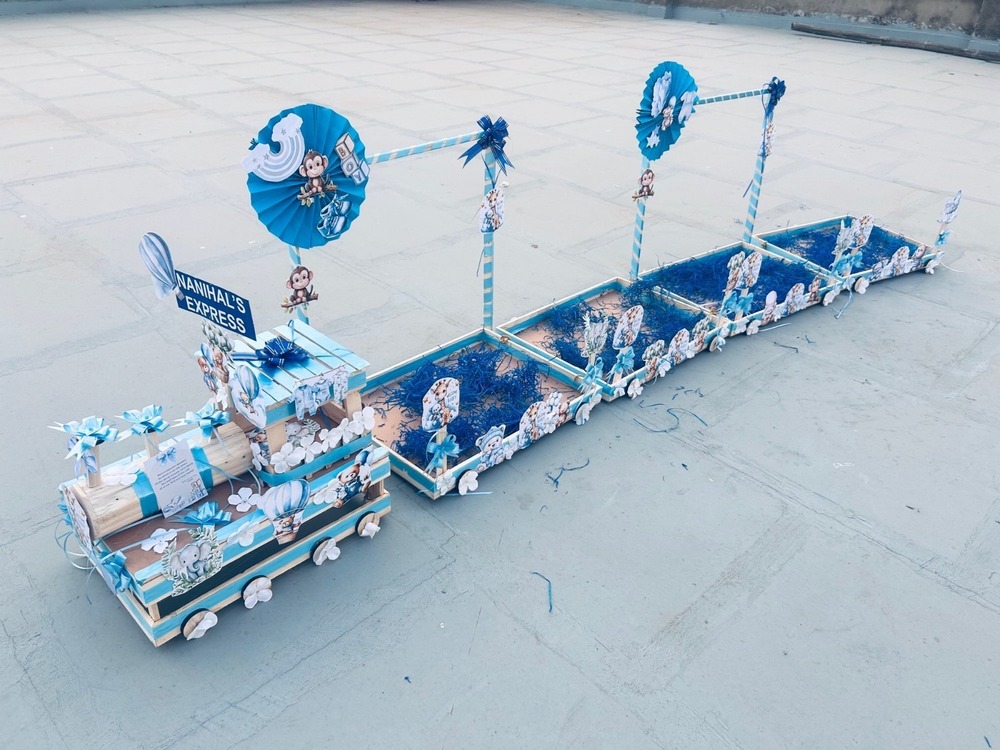 Vayu Art & Crafts Nanihal Express train Blue Decoration