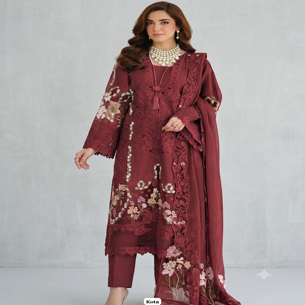 Kashmiri Suit with Print Work - Pakistani Style