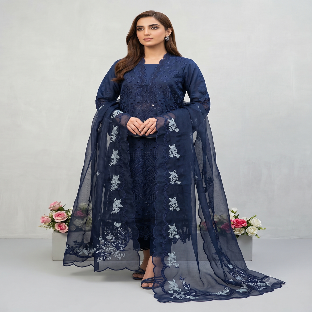 Kashmiri Suit with Print Work - Pakistani Style