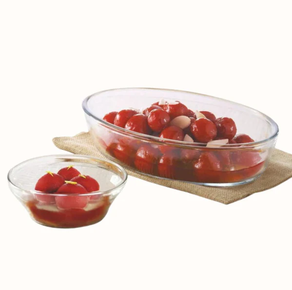 Borosil Dessert Set - 1 N 700 ML Oval Dish + 6 N 170 ML Venus Katoris | Transparent BGFGBCOM0014