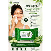 Fourcore Hand And Facial Wipes - Biodegradable, Aloe Vera & Cucumber, Resealable Pack | Dermatologically Tested, Paraben-free, Ph Balanced