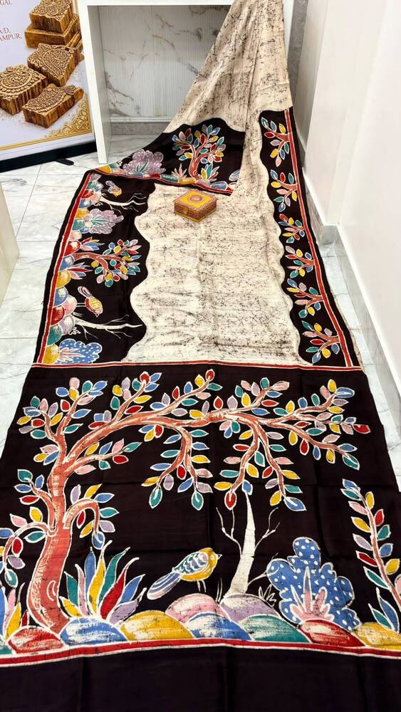 murshidabad pure silk hand batik sarees
