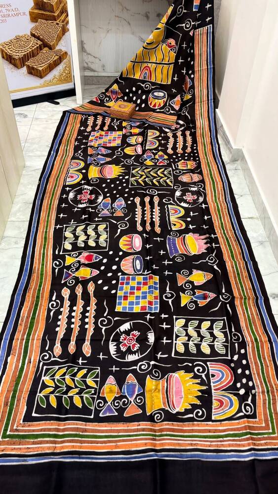 murshidabad pure silk hand batik sarees