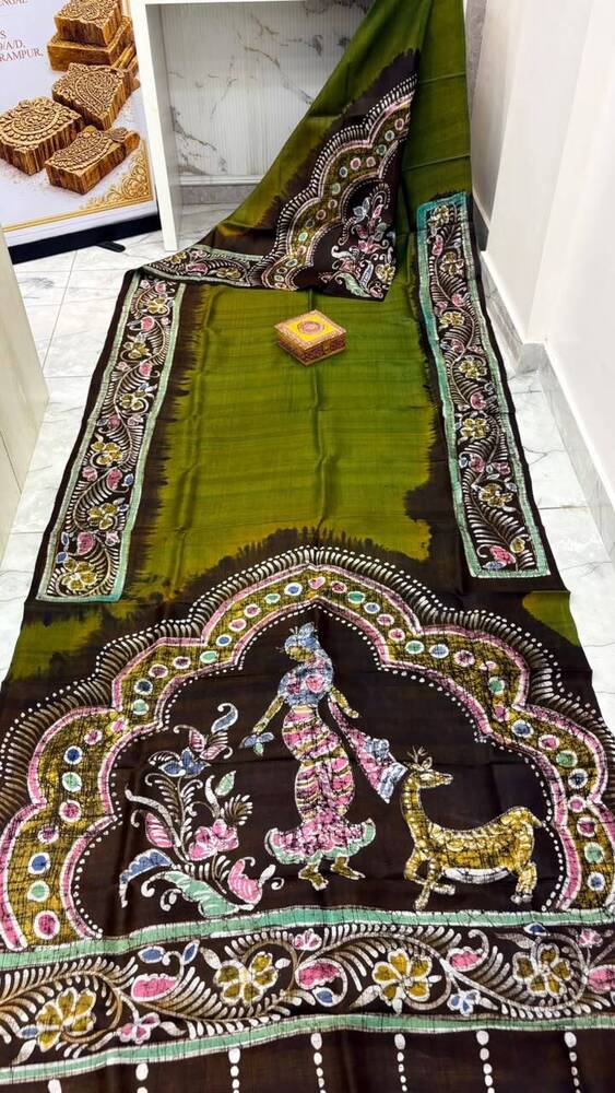 murshidabad pure silk hand batik sarees