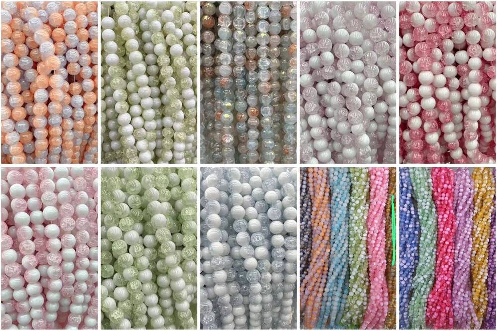 Round Beds Crackle Beads