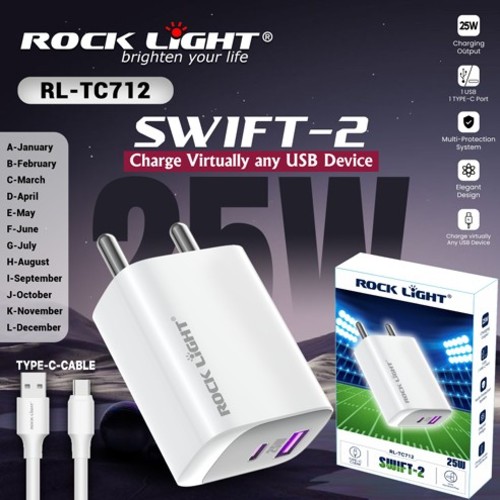 Rock Light Charger Type-C Cable Rl-Tc712 - Material: Plastic