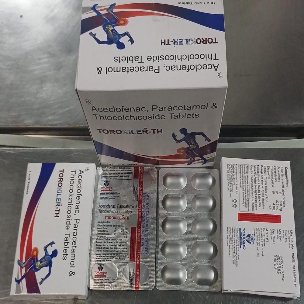 Aceclofenac 100mg Paracetamol 325mg Thiocolchicoside 4mg Tablets