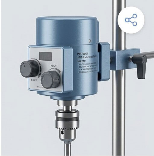 Laboratory Stirrer - Stainless Steel Stirrer Rod, 4000 Rpm Max Speed, 1/20 Hp Variable Speed Motor, Adjustable Height & Angle, Optional Timer | Cast Iron Base, Smooth & Noiseless Operation