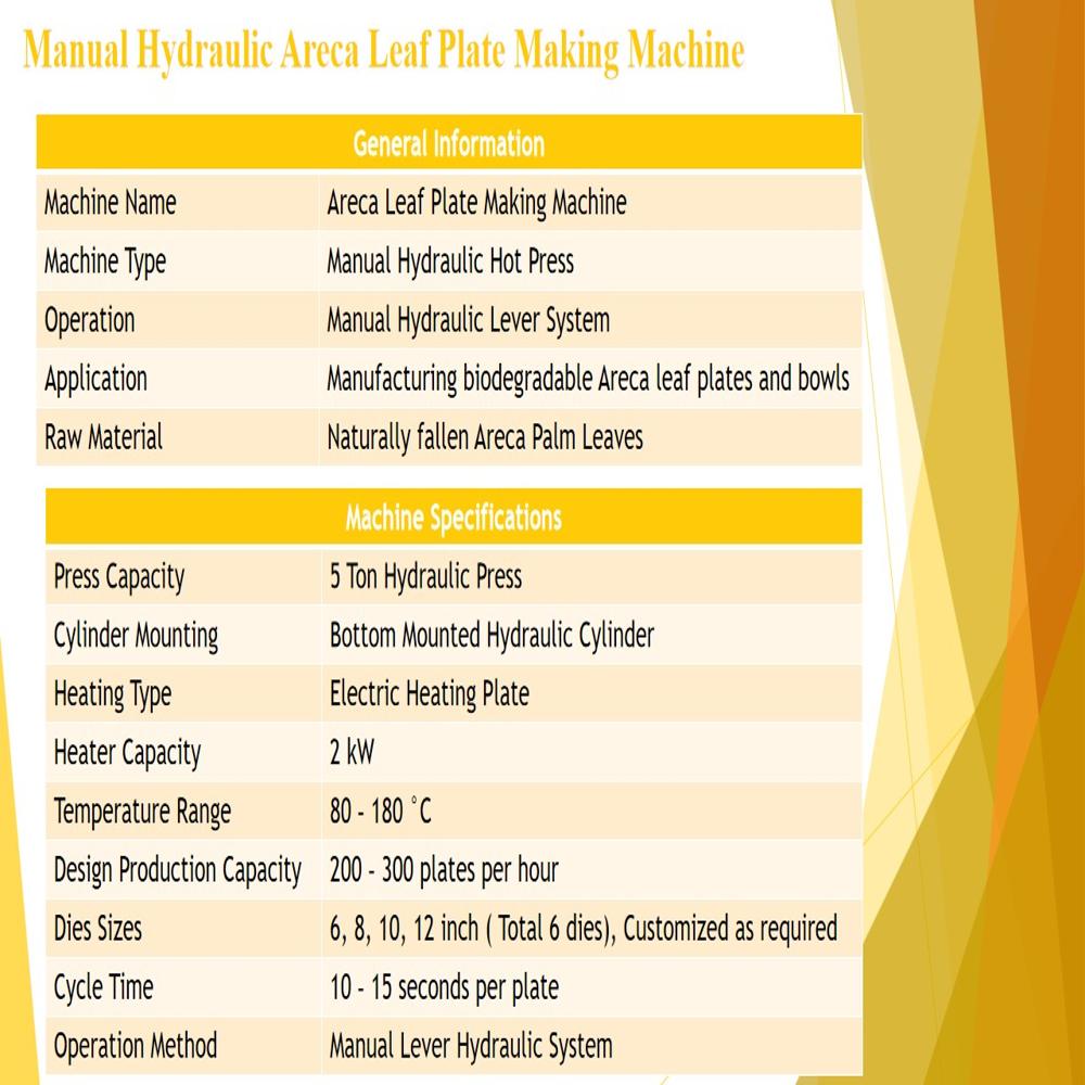 Manual Hydraulic Areca Leaf Plate Making Machine