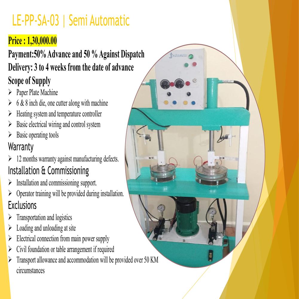 Paper Plate Making Machine Semi Automatic - Application: Industrial Automation