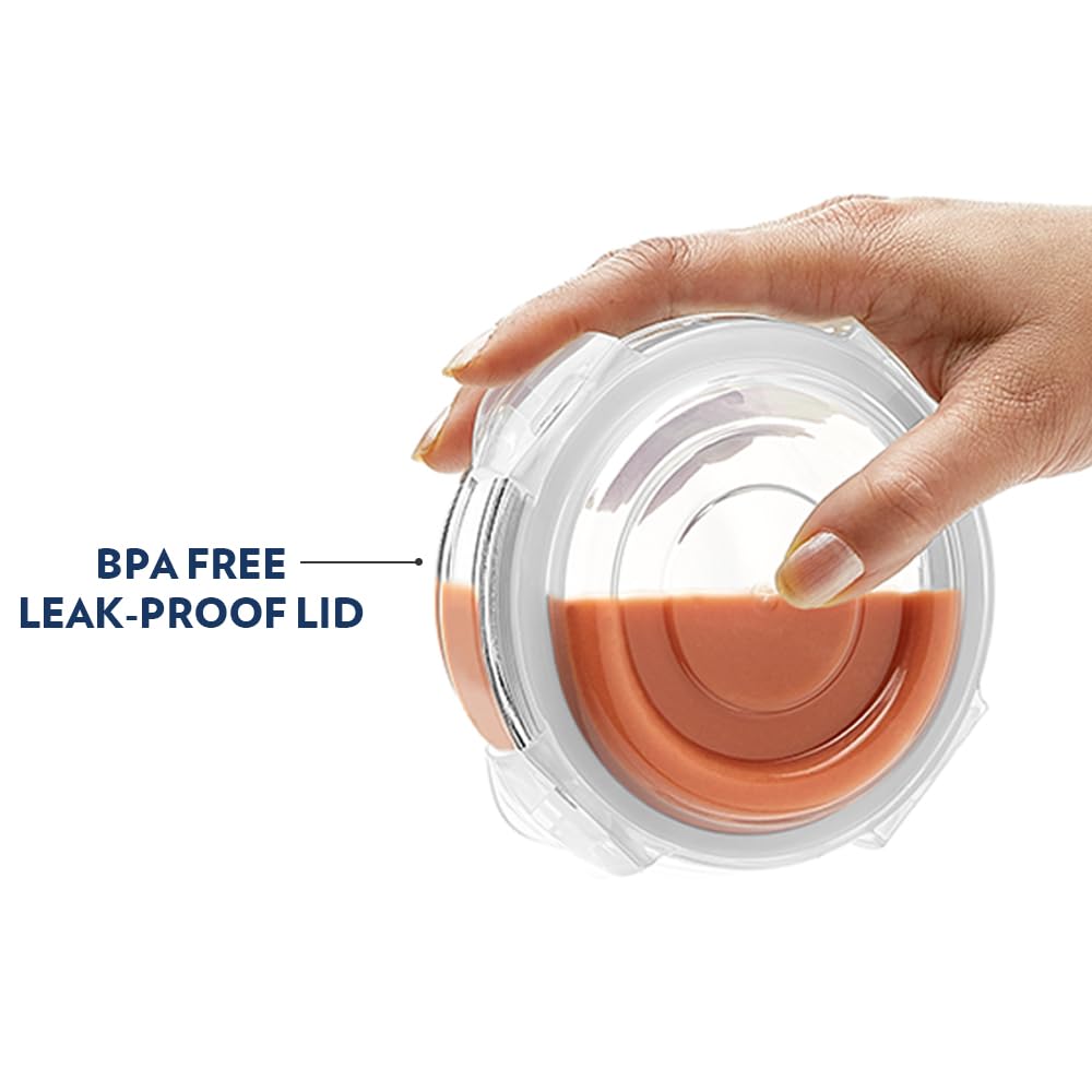 Borosil Lunchbox with Bag | 2pc (400ml 400 ml) | Borosilicate Glass, Round, Horizontal | Microwave & Dishwasher Safe, Leakproof | Tiffin for Office, School, College BGFGBTIF0162