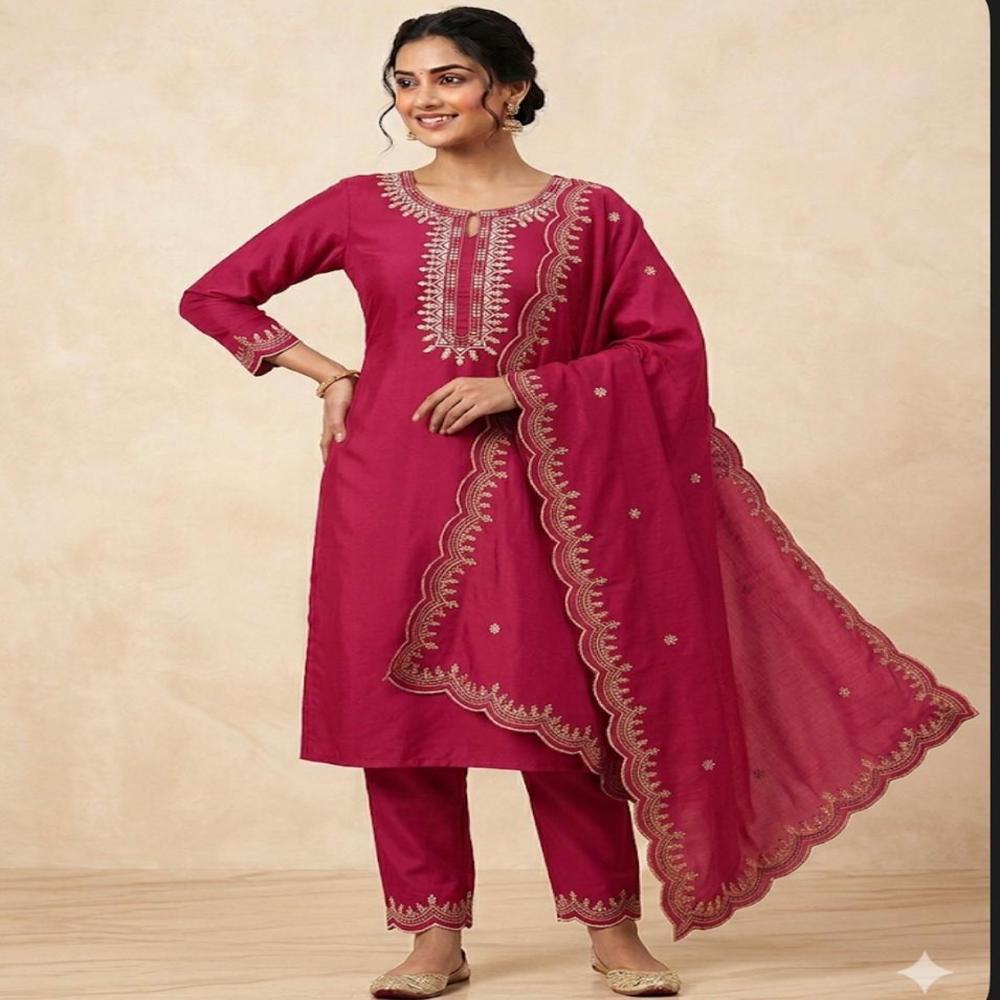 WOMEN FANCY 3 PC KURTI PANT DUPATTA