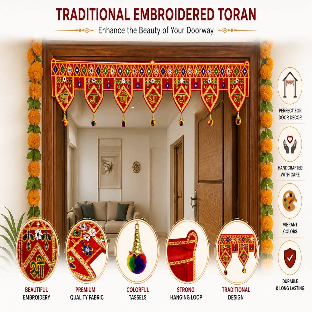 Krishna Handloom Attractive Decorative Festival Entrance K 17 - Color: Red