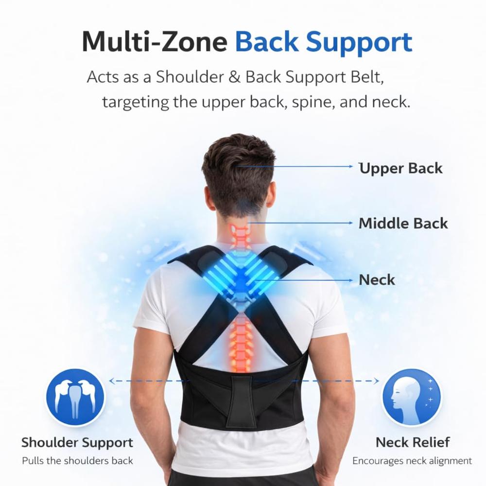 Adjustable Back Posture Corrector Belt for Spine Alignment & Pain Relief