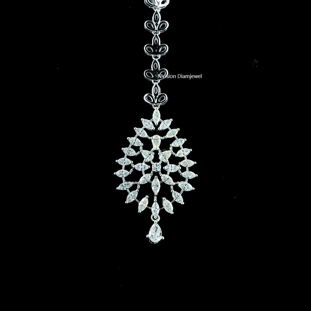 18KT White Gold Marquise Natural Diamond Maang Tikka