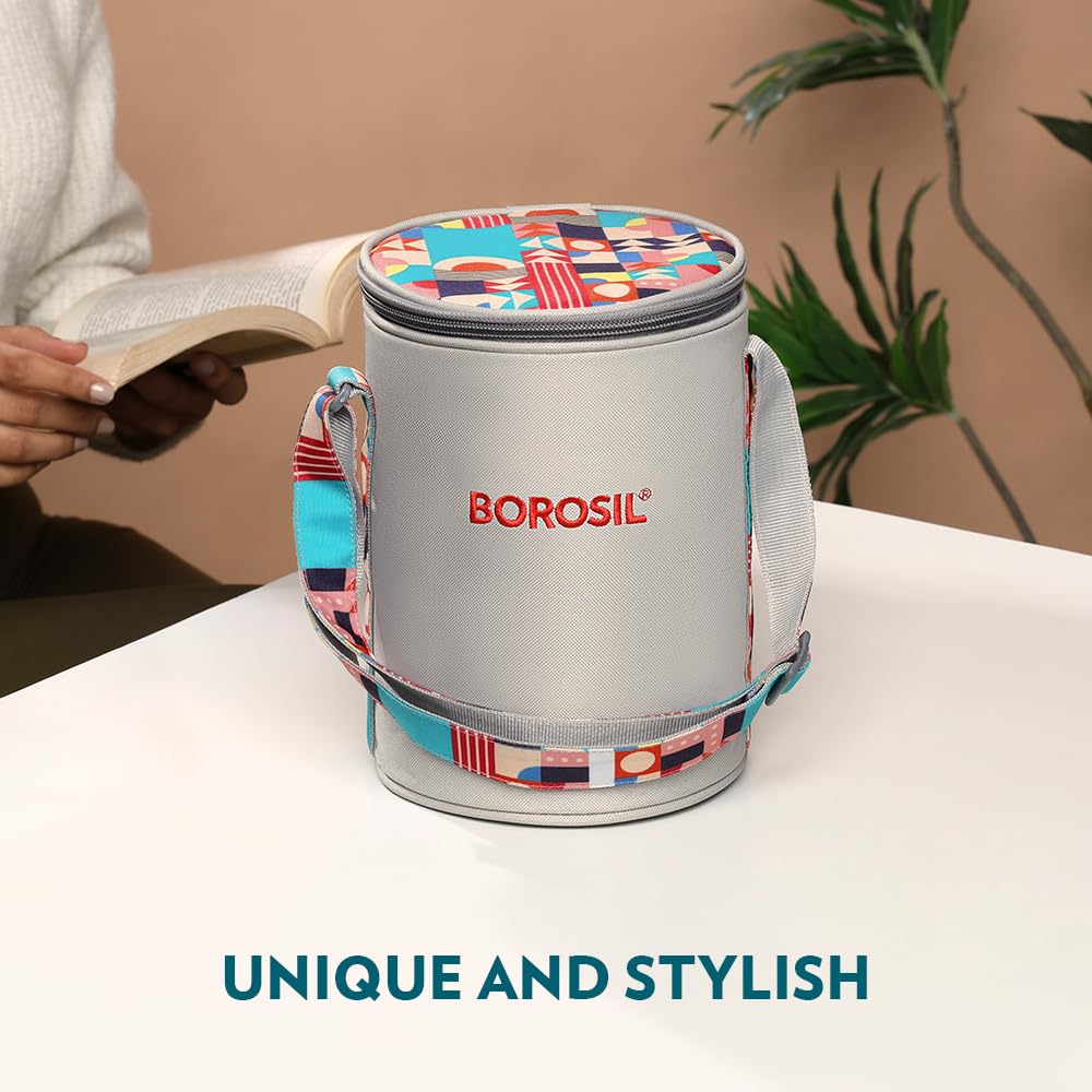 Borosil Borosilicate Glass Lunchbox with Bag | 400ml x 3pc Container Set | Microwave & Dishwasher Safe, Leakproof | Tiffin for Office, School, College ICCOLS3RNDPNK03T