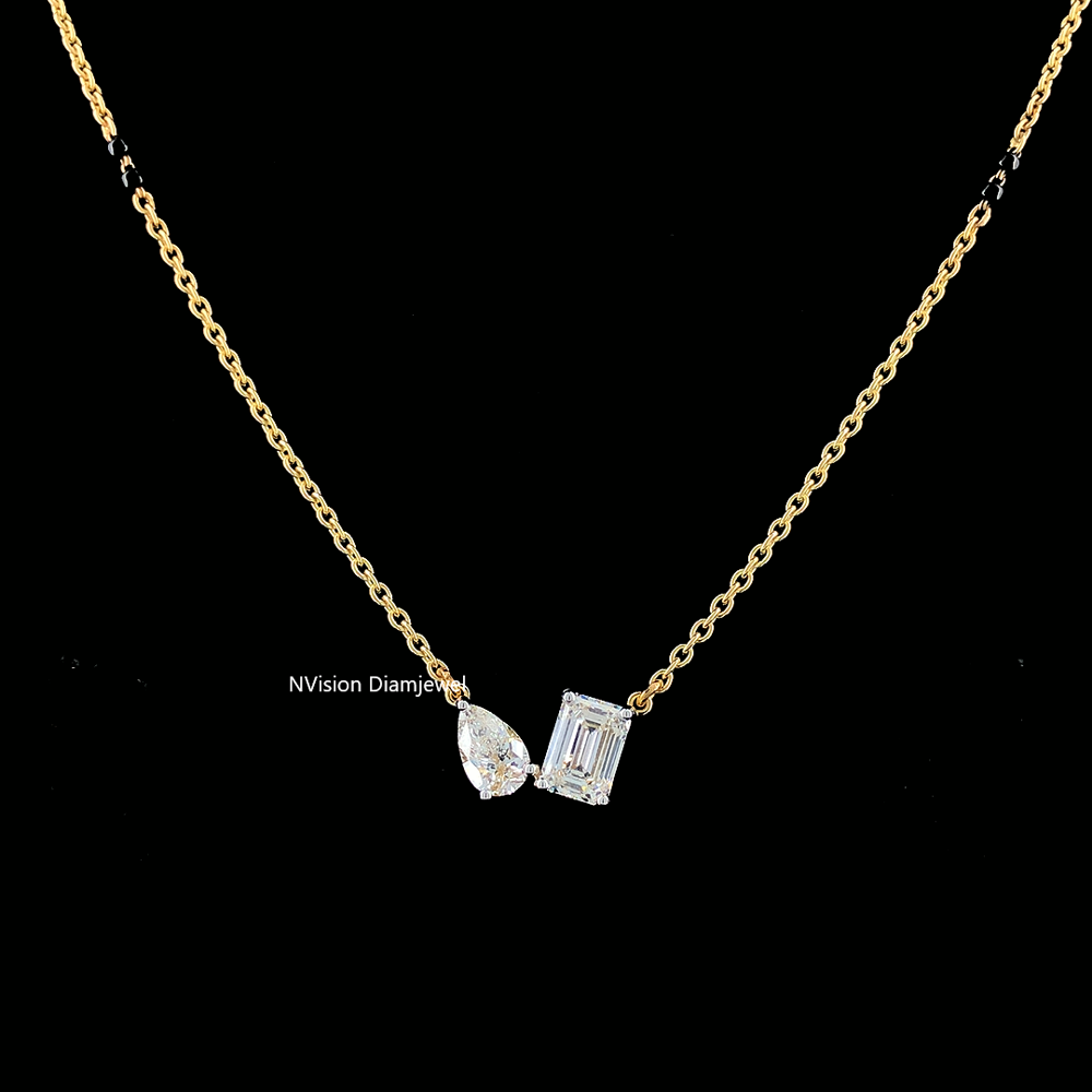 Minimal Solitaire Labgrown Diamond Toi Et Moi Mangalsutra for Modern Bride