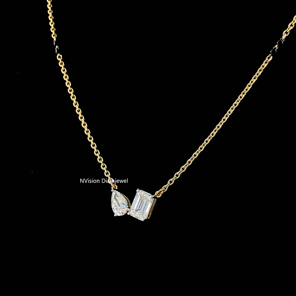 Minimal Solitaire Labgrown Diamond Toi Et Moi Mangalsutra for Modern Bride