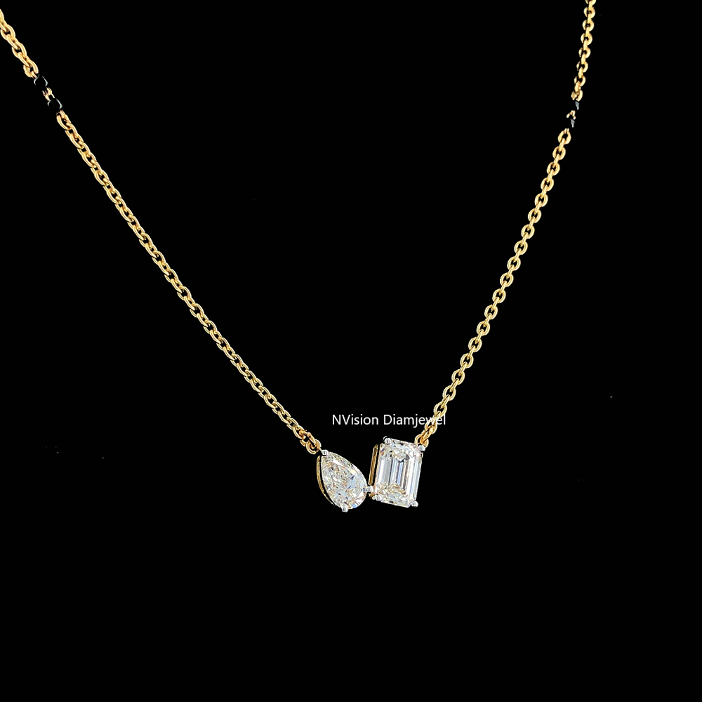 Minimal Solitaire Labgrown Diamond Toi Et Moi Mangalsutra for Modern Bride