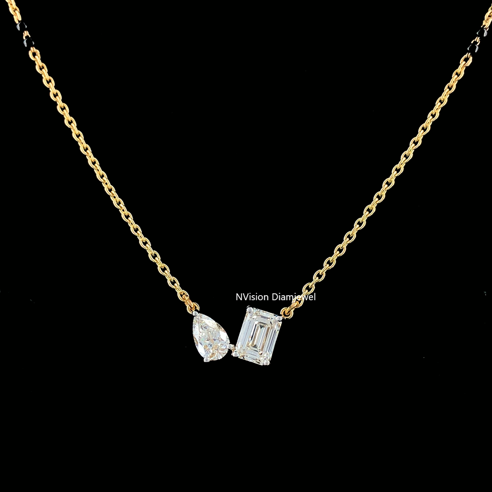 Minimal Solitaire Labgrown Diamond Toi Et Moi Mangalsutra for Modern Bride