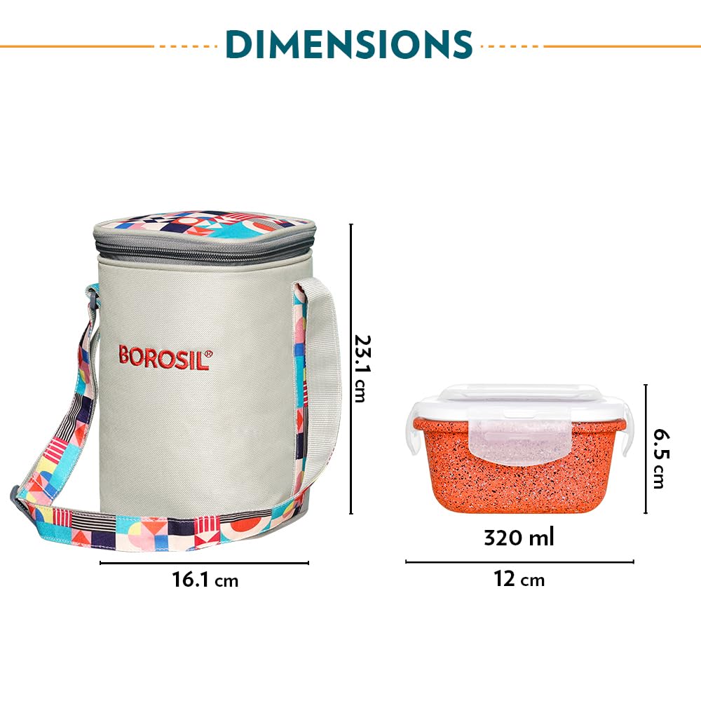 Borosil Kube Pink Lunchbox | 320ml x 3 Square Borosilicate Glass Container Set with Bag | Microwave & Dishwasher Safe, Leakproof | Tiffin for Office, School, College ICCOLS3SQPNK04T