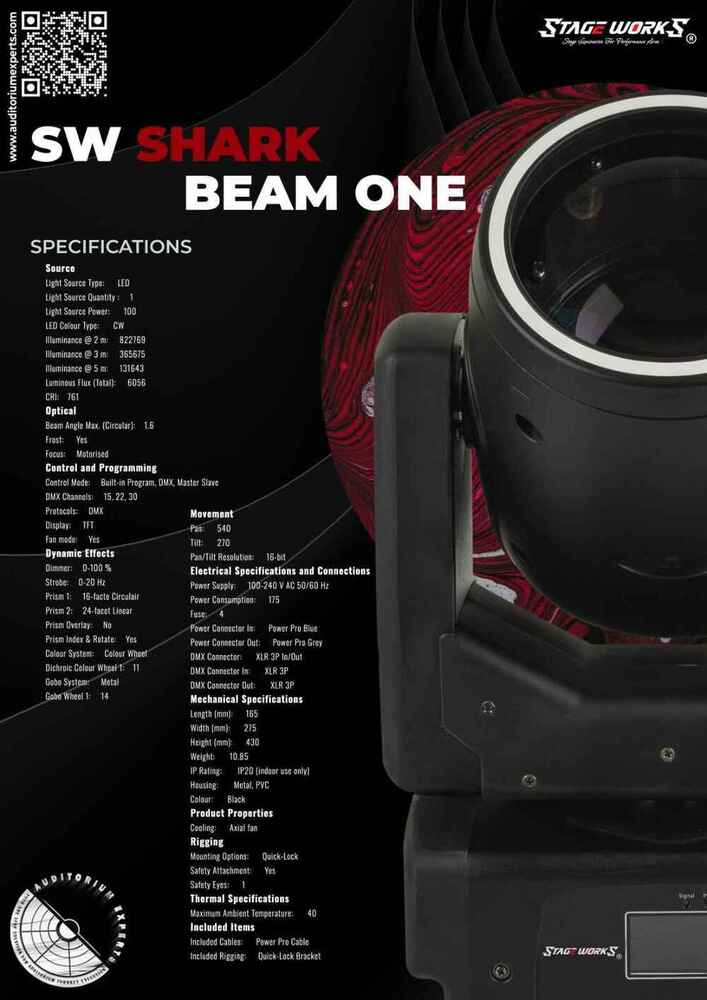 Auditorium SW LED 150W Beam Light - Moving Head with LED Circle