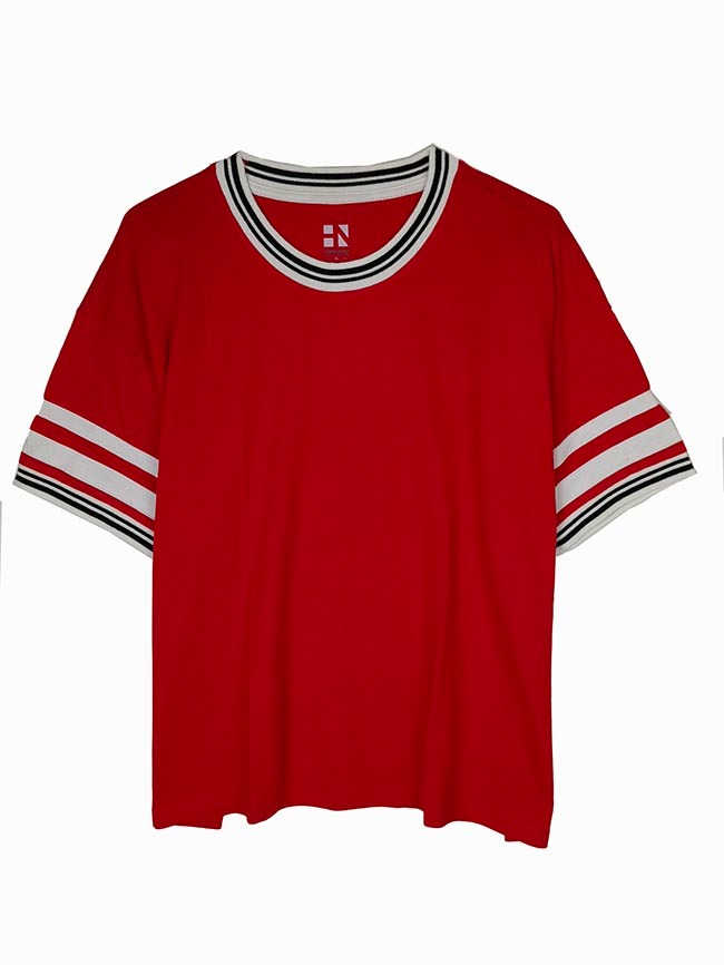 W13634 | HERE&NOW Ladies Cropped Ringer T-Shirt