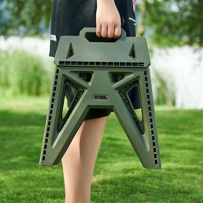 Portable Folding Stool - Eco-friendly Abs Plastic, 25x25x20 Cm, Black & Red | Twist & Lock, Adjustable Height, Lightweight, Anti-slip Base, Portable