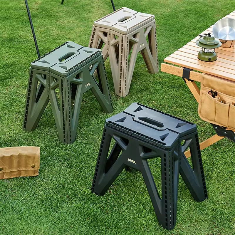Portable Folding Stool - Eco-friendly Abs Plastic, 25x25x20 Cm, Black & Red | Twist & Lock, Adjustable Height, Lightweight, Anti-slip Base, Portable