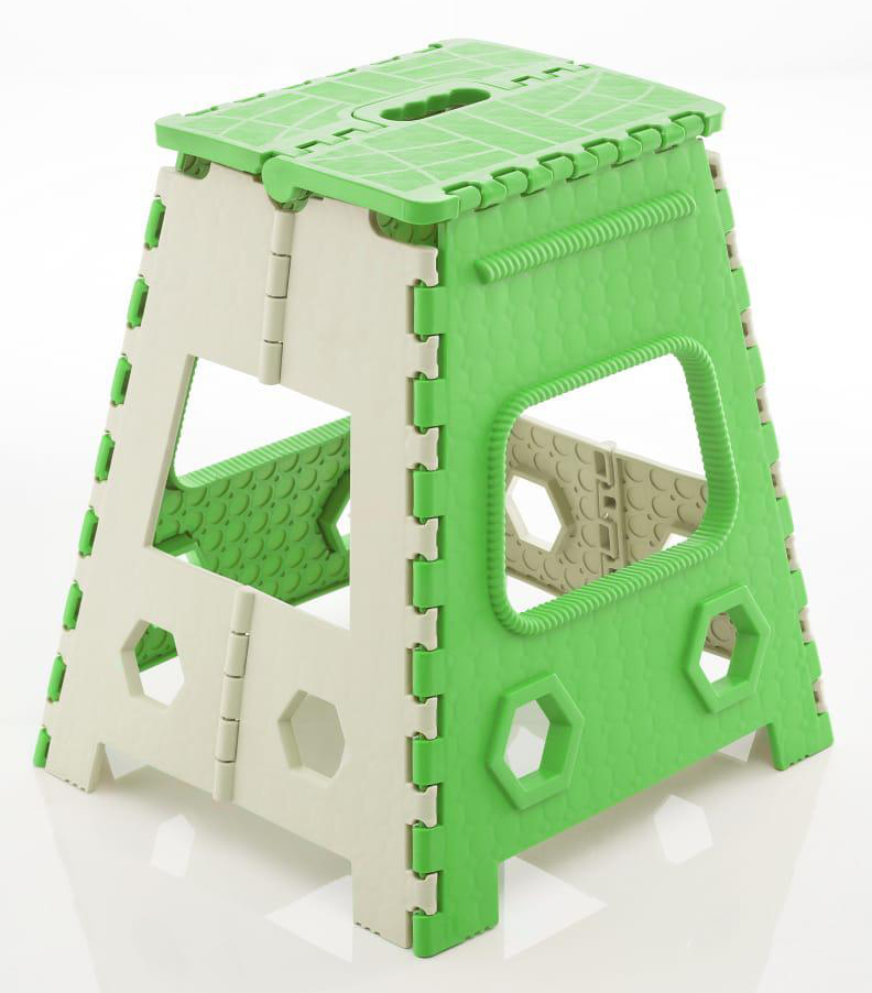 Green And Beige Plastic Folding Stool