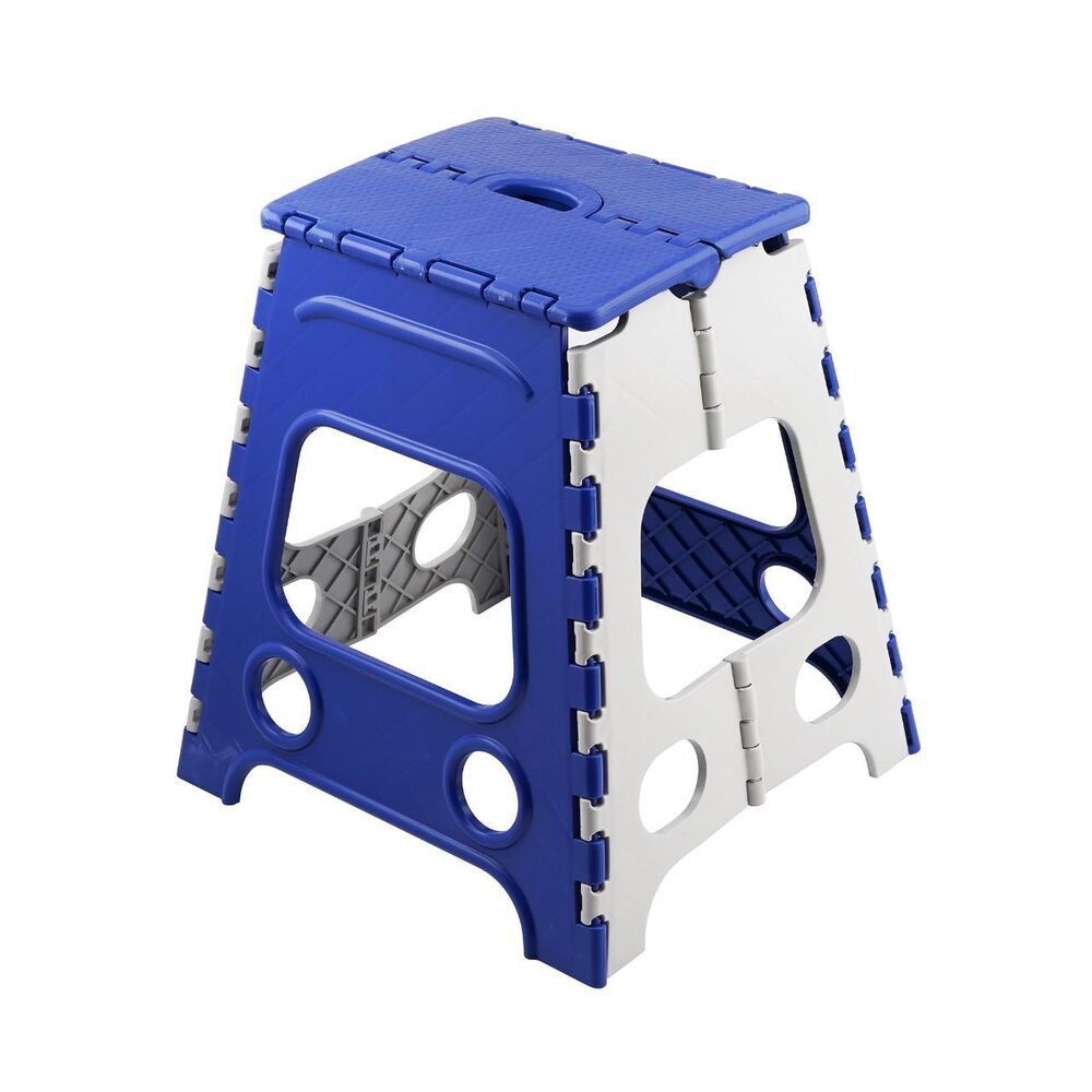 Dark Blue And Beige Plastic Folding Stool