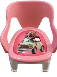 Pink Plastic Baby Chair - Durable Plastic, 30x28x24 Cm, Pink | Ergonomic Backrest, Lightweight, Stackable, Wide Legs